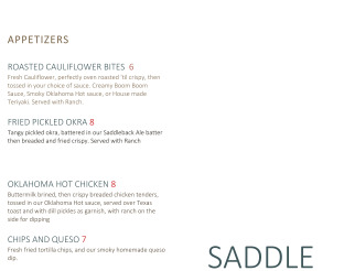 View Saddle Up Menu